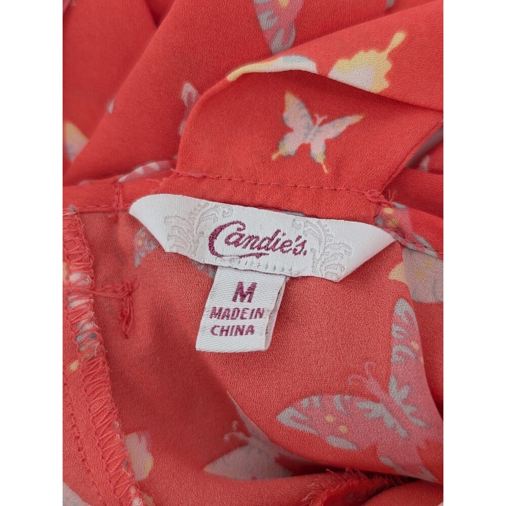 Candie’s Pink Coral Butterfly Bow Back Y2K 90s Tank Top Blouse Size Medium - Picture 8 of 11